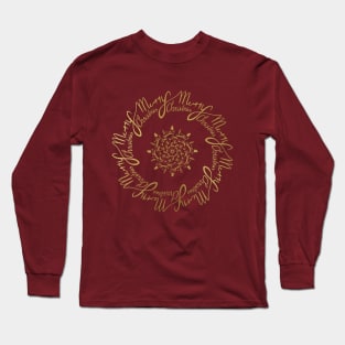 Merry Gold Christmas Long Sleeve T-Shirt